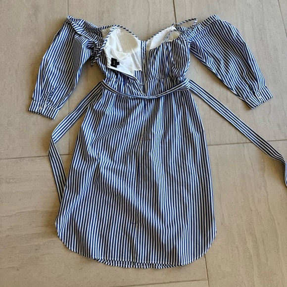 Bardot Paloma Stripe Midi Dress Cold Shoulder Size 6 - Picture 3 of 10